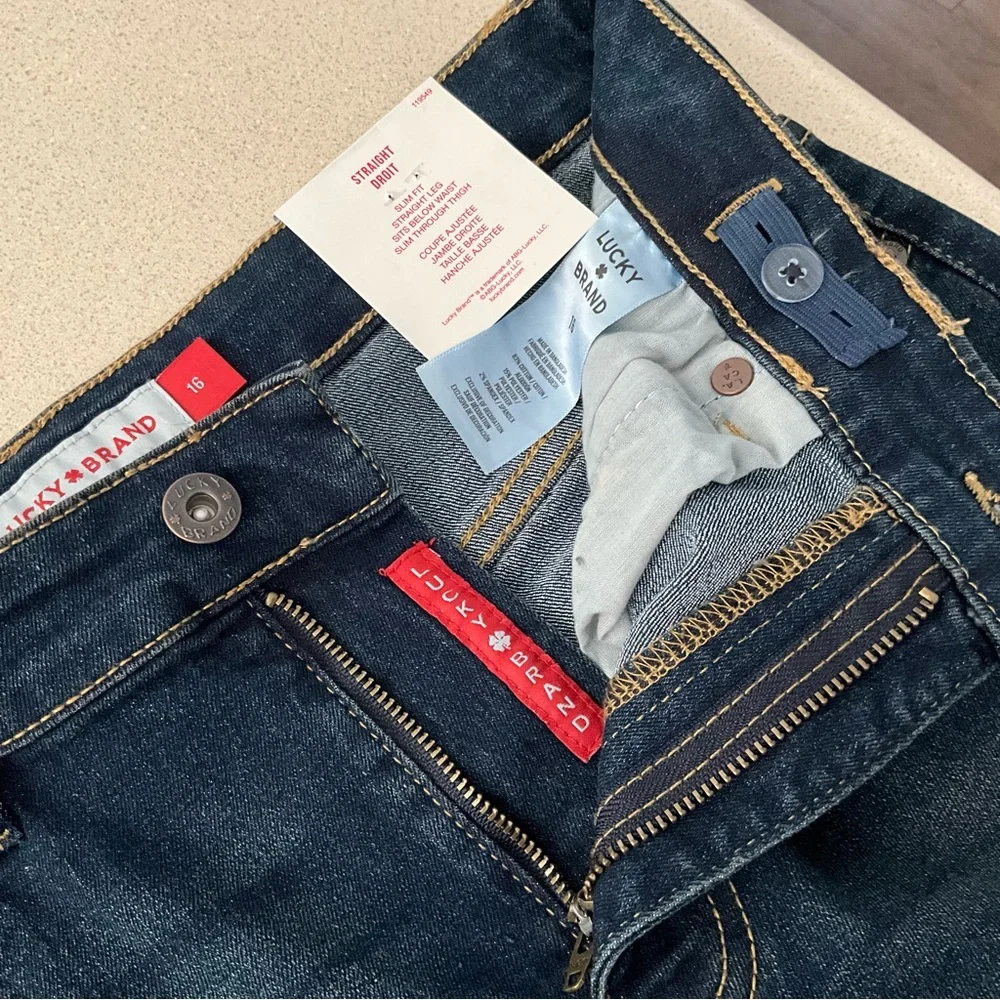 LUCKY Sz 16 Boys Jeans / 28.5” Inseam Dark Wash Denim Slim Fit Straight Leg Boys